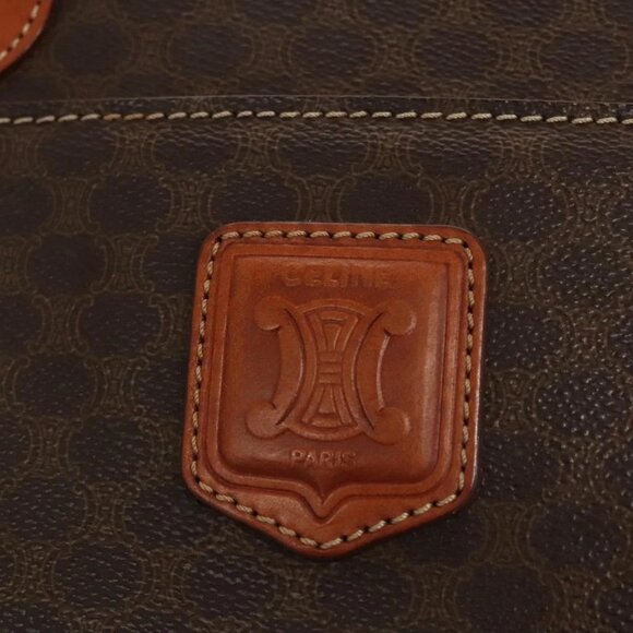 CELINE Macadam Canvas Hand Bag PVC Leather Brown Gold Auth hk2512 - Picture 12 of 16